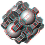 red-green stereo image: framework of faujasite